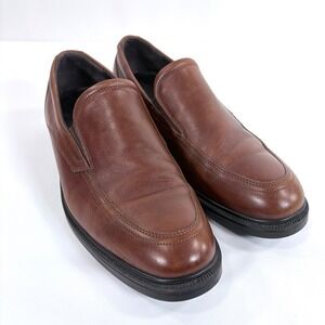 ECCO Loafers Brown Leather Slip On Apron Toe Mens Shoes Men US 12.5 EU Size 46